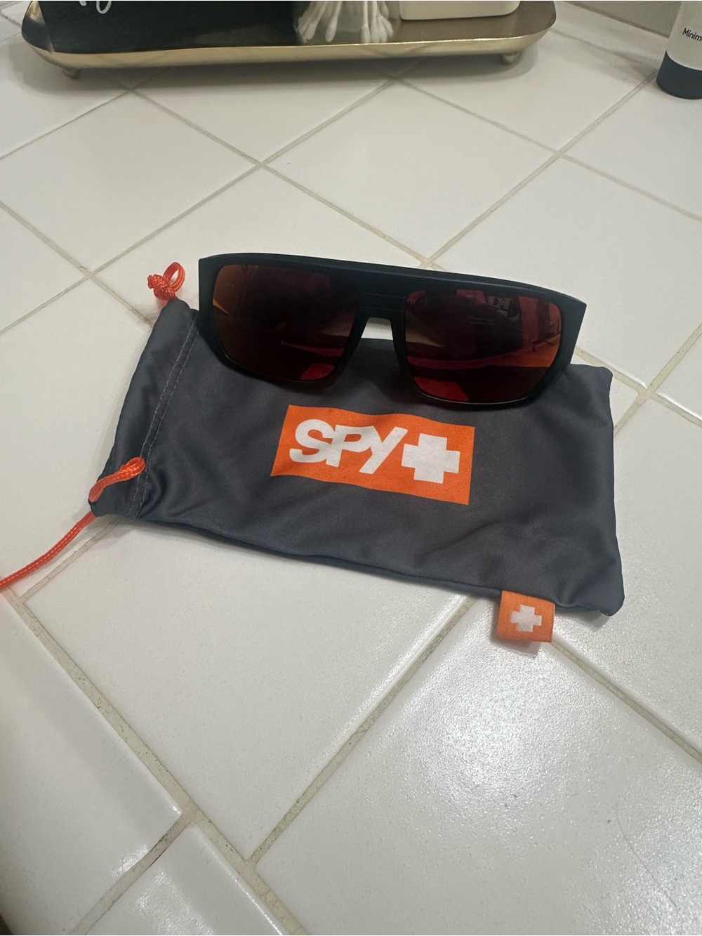 SPY Black Frame Sunglasses with Red Lenses